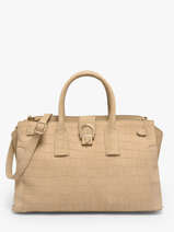 Sac Port� Main M Equestre Croco Cuir Etrier Beige equestre croco EEQC142M